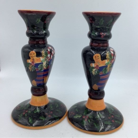 2002 Lang “Primitive Colors Christmas” Candlestick Holders - Picture 3 of 7